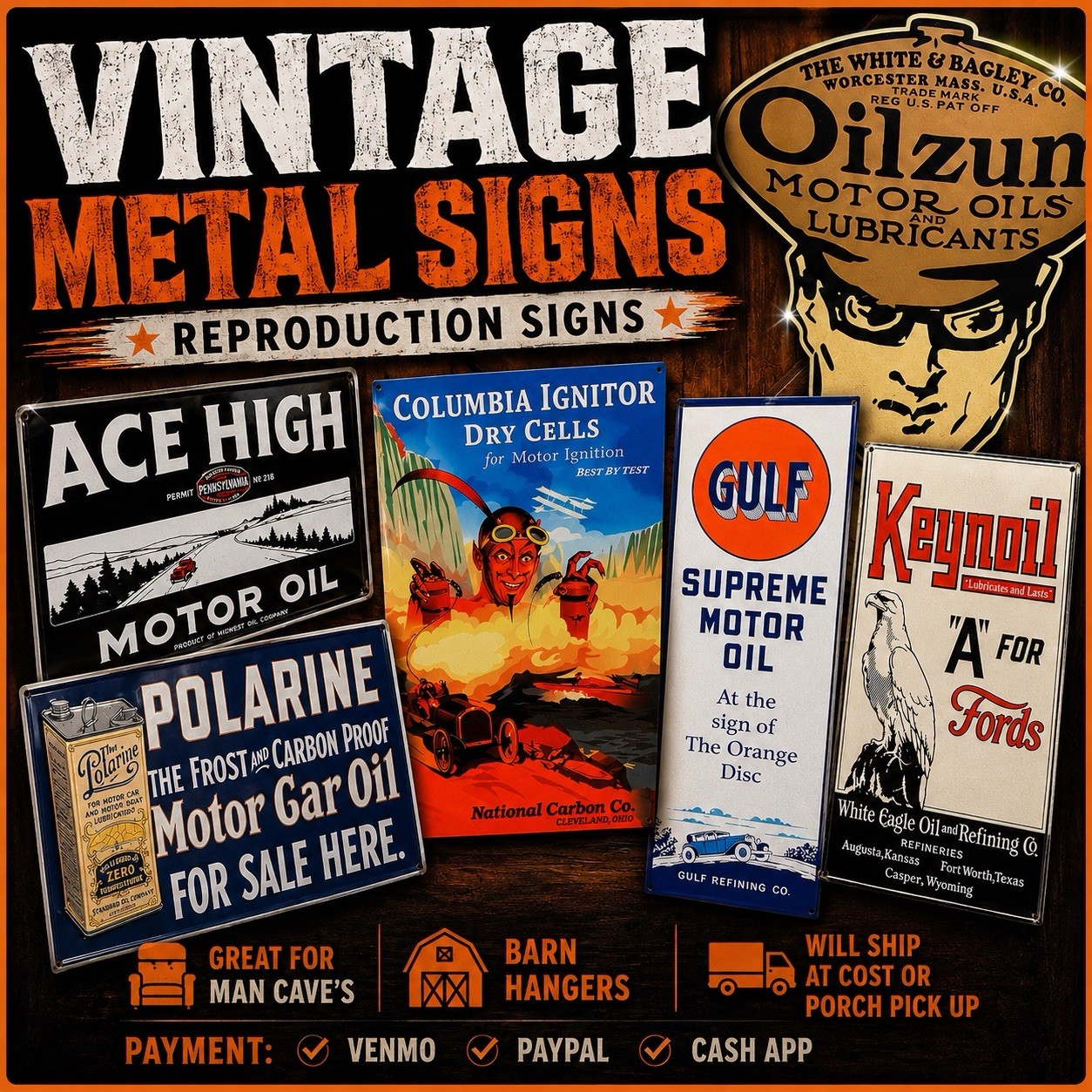Wil-Flo Motor Oil “30° Below” Gas & Oil Advertising Sign Blue/White/Black/Red