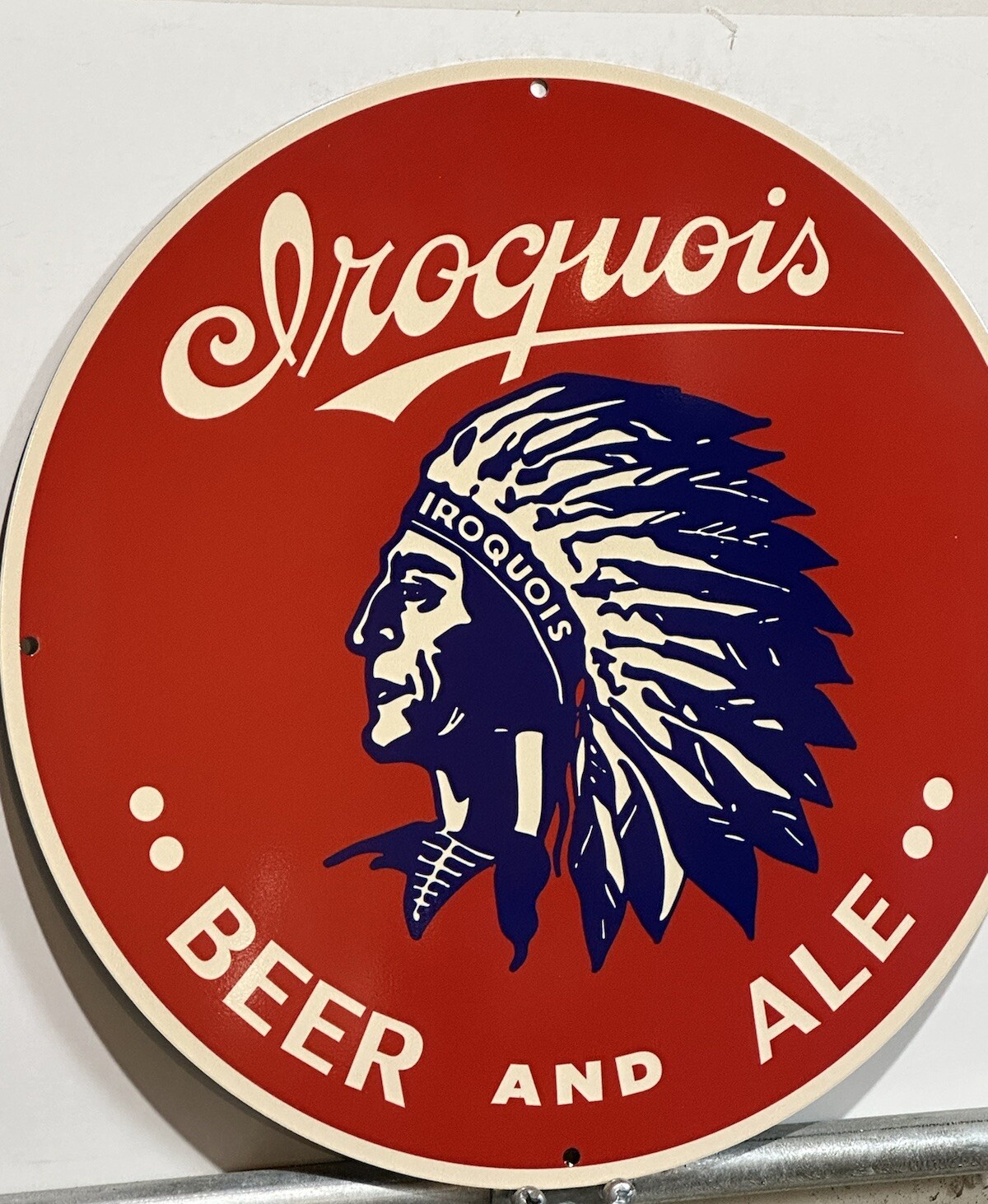 Vintage Style Iroquois Beer And Ale Heavy Steel Quality Sign