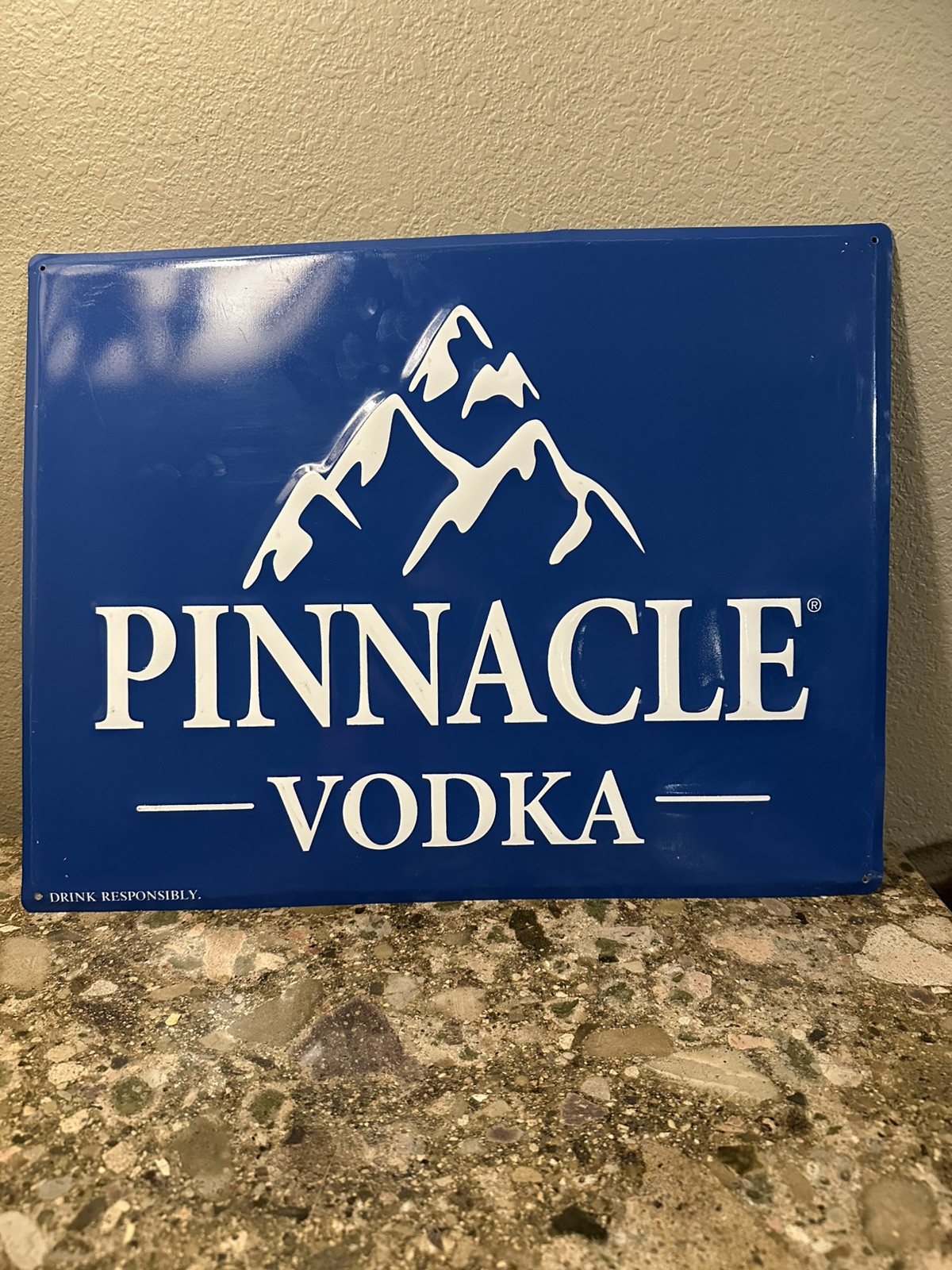 Pinnacle Vodka Blue White Sign 17.5″x 13.5″ Embossed Bar Man Cave Garage