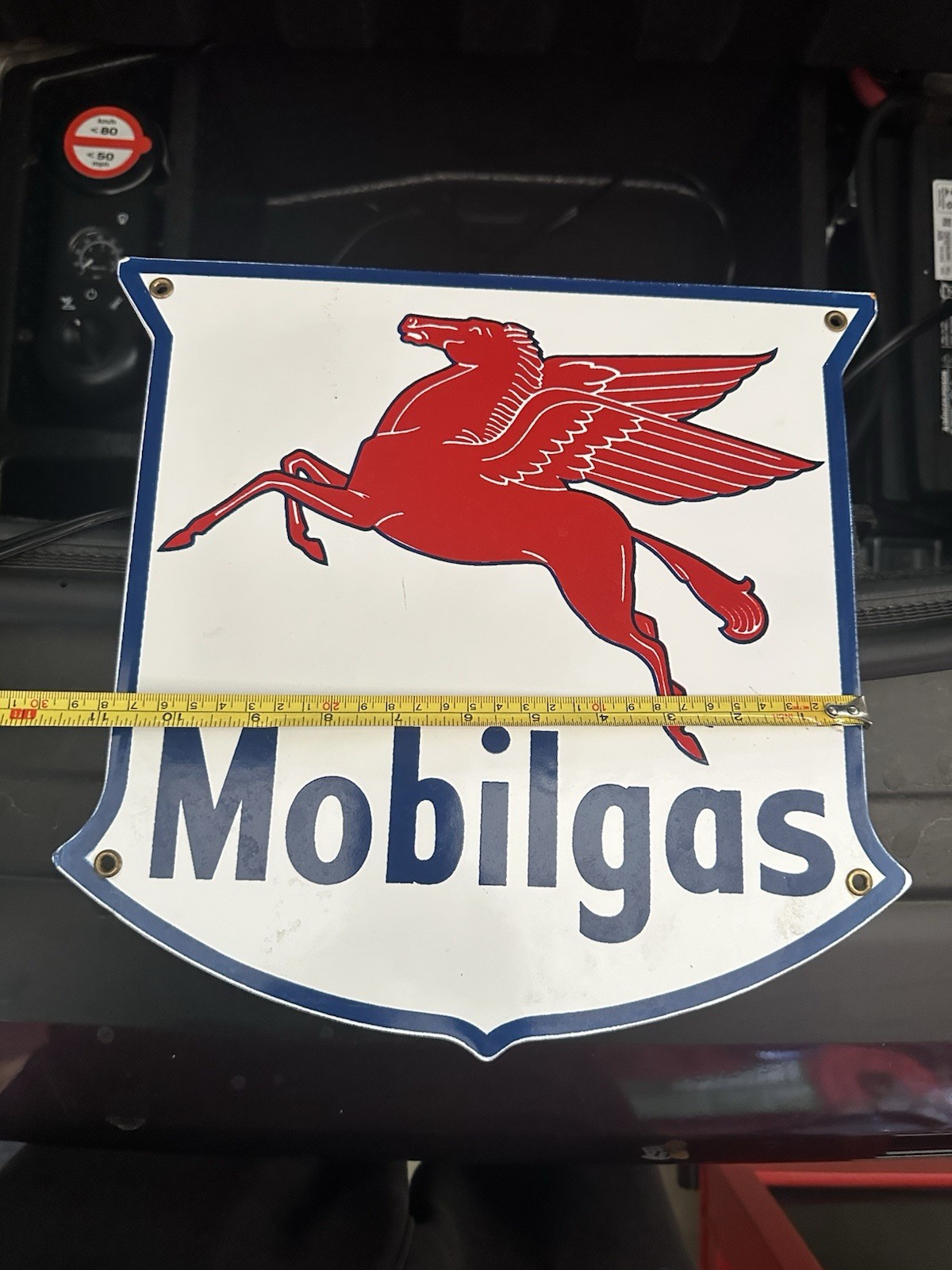 Mobil Gas Gas Pump Sign Advertising Enamel Porcelain Metal Oil Gas Plate Station