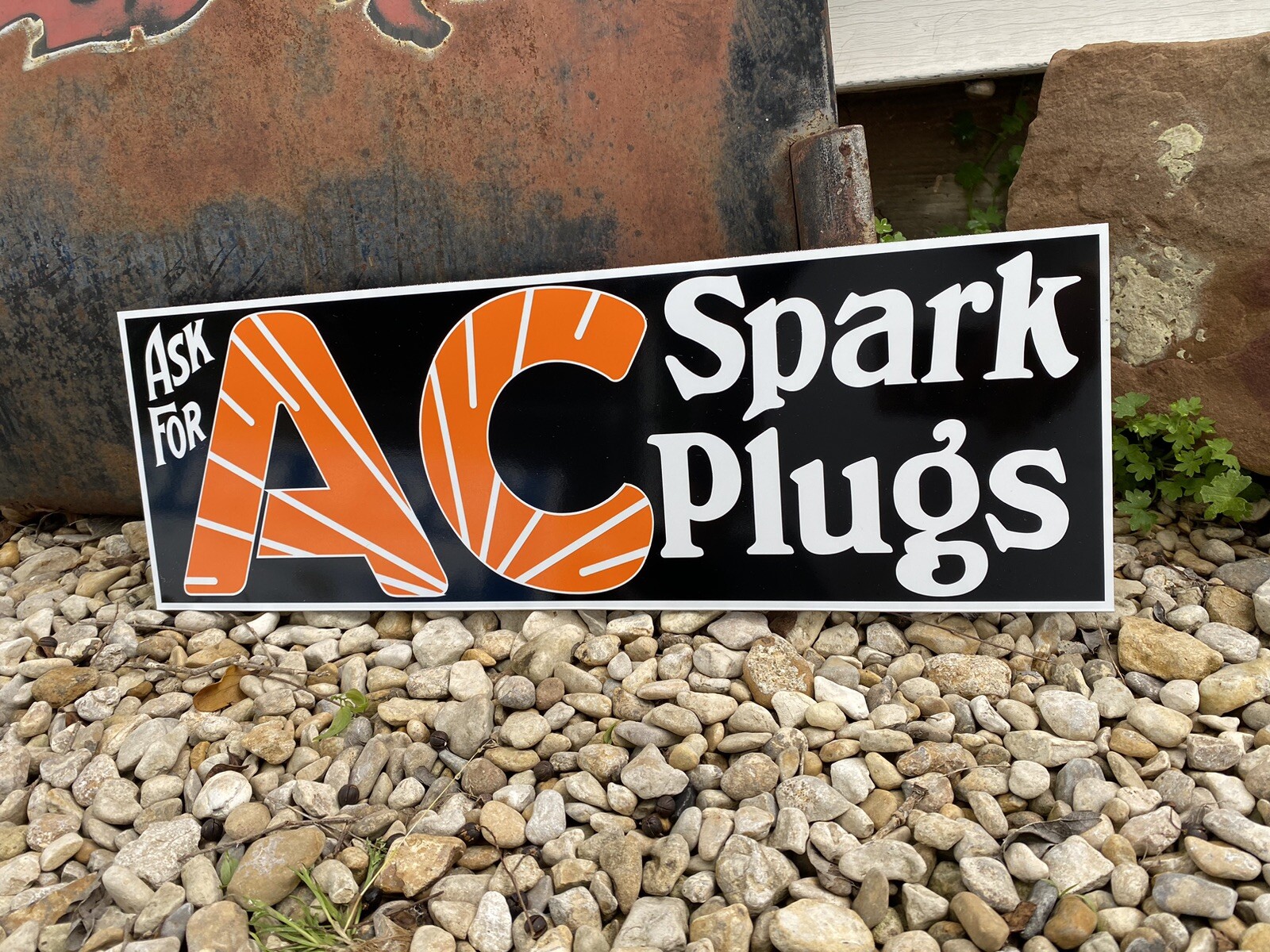 Antique Vintage Old Style AC Spark Plug Sign