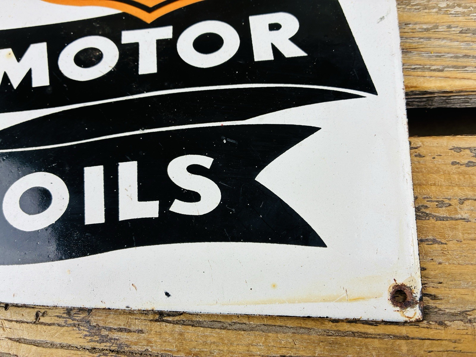 VINTAGE 10×8″ PHILLIPS 66 MOTOR OILS GASOLINE PUMP STATION PORCELAIN GAS AD SIGN