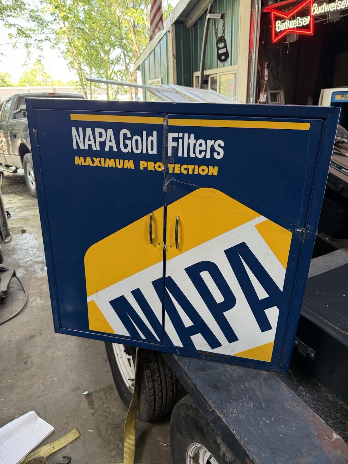 NAPA Gold Gas & Oil Advertising Sign – Maximum Protection, Blue Yellow White