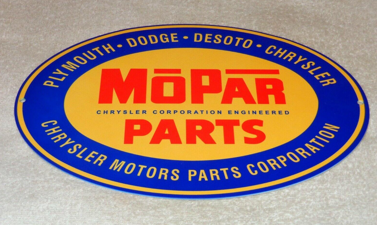 VINTAGE MOPAR PARTS CHRYSLER DODGE PLYMOUTH 1′ METAL CAR TRUCK GASOLINE OIL SIGN