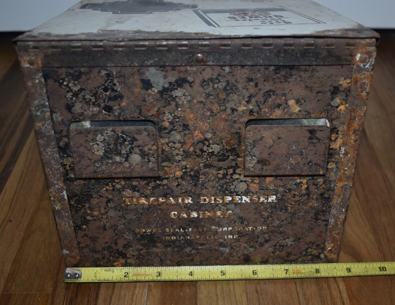 Vintage BOWES Gas Station Advertising TIREPAIR Tire Repair Cabinet Display