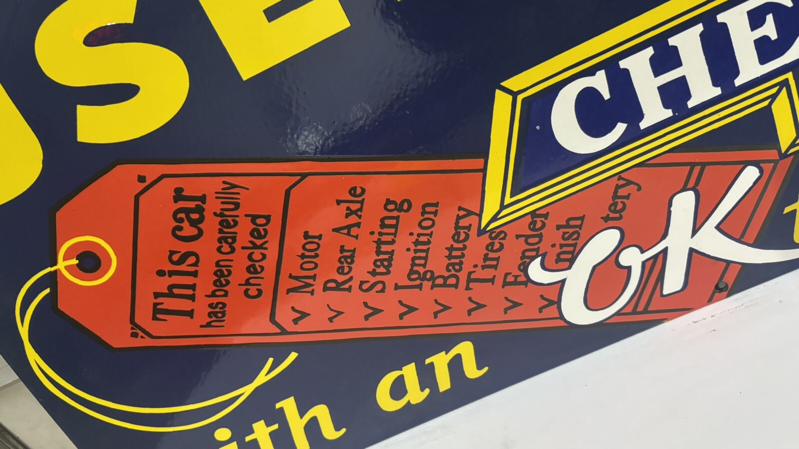 Used Cars Chevrolet Porcelain Enamel Sign 36 x 15 Inches 1 Sided