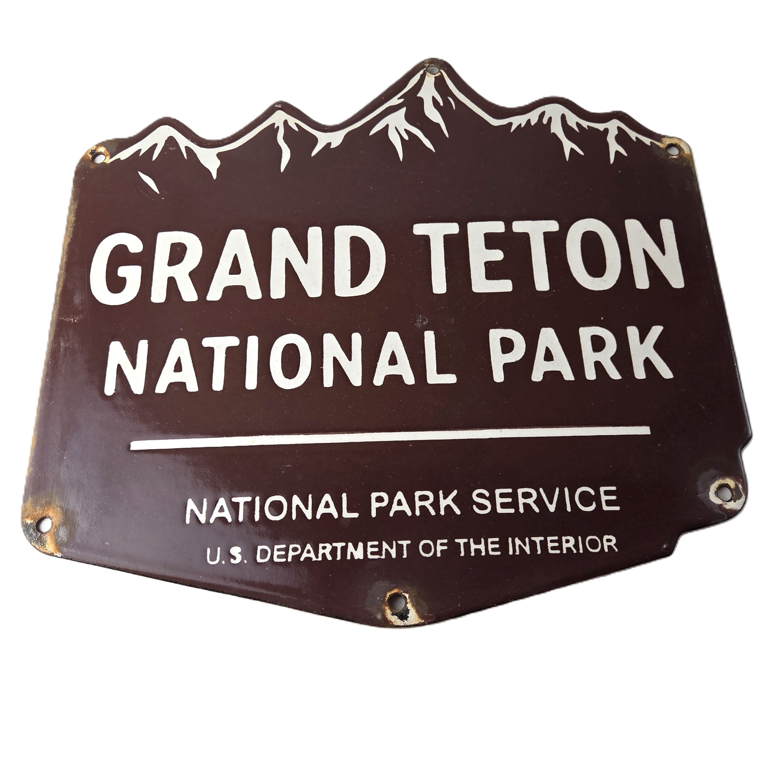 Vintage Grand Teton National Park Sign – Wyoming Cabins Forest Porcelain Sign