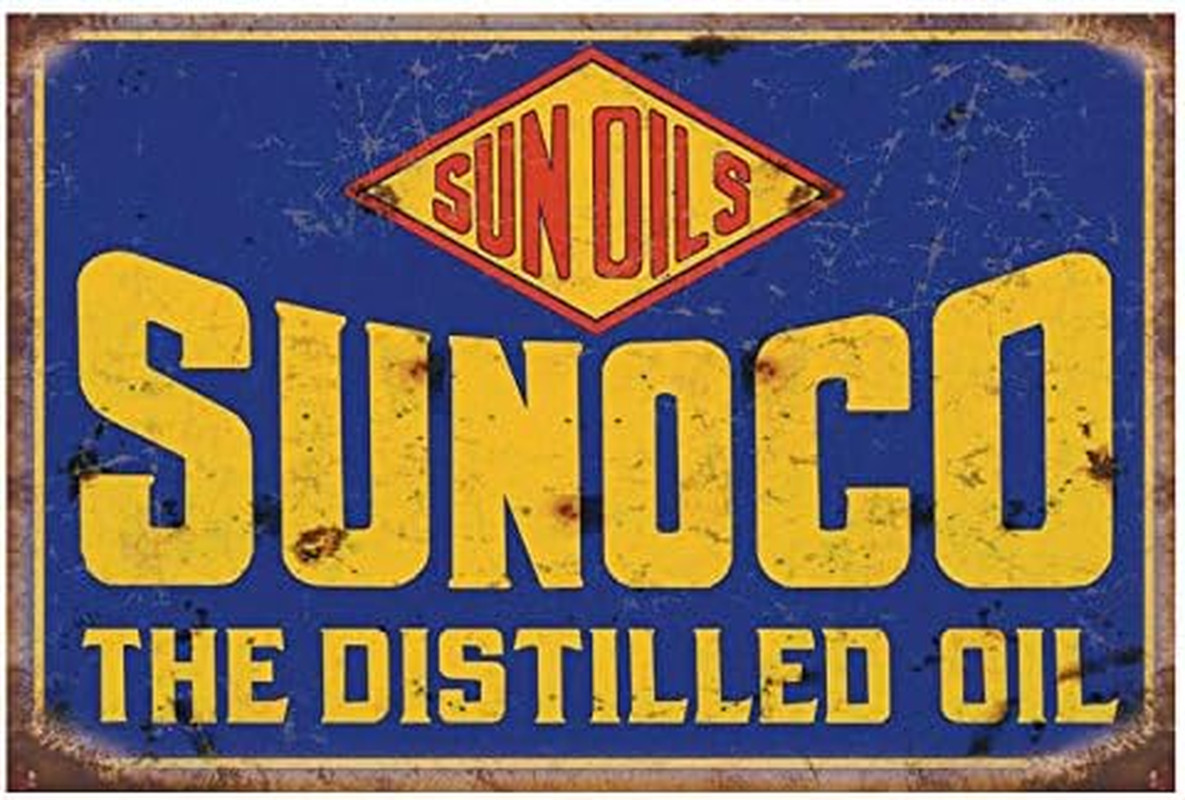 12 Pieces Gas and Oil Tin Signs, Retro Vintage Metal Sign for Home Man Cave Gara