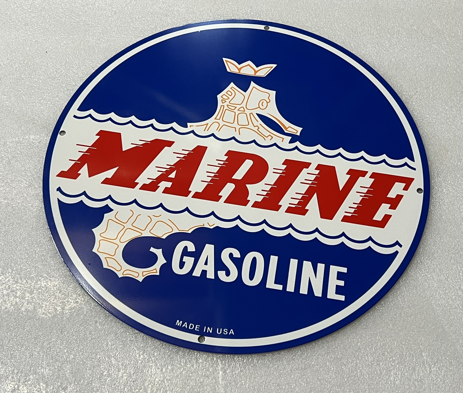 Marine Outboards Gasoline MOTOR OIL SIGN Gas Vintage Style Steel Sign