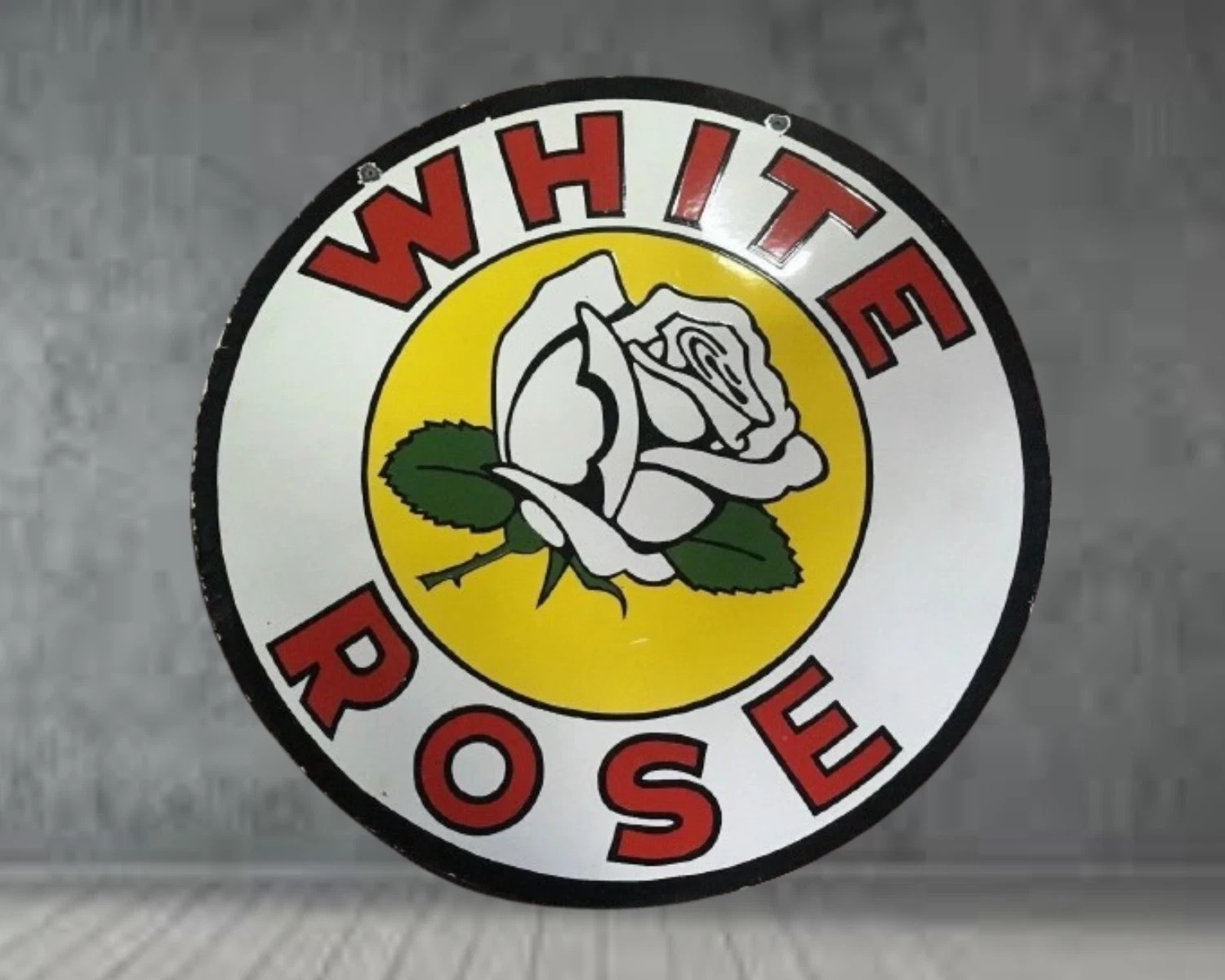 White Rose Gasoline Porcelain Enamal Heavy Metal Variable Double Side