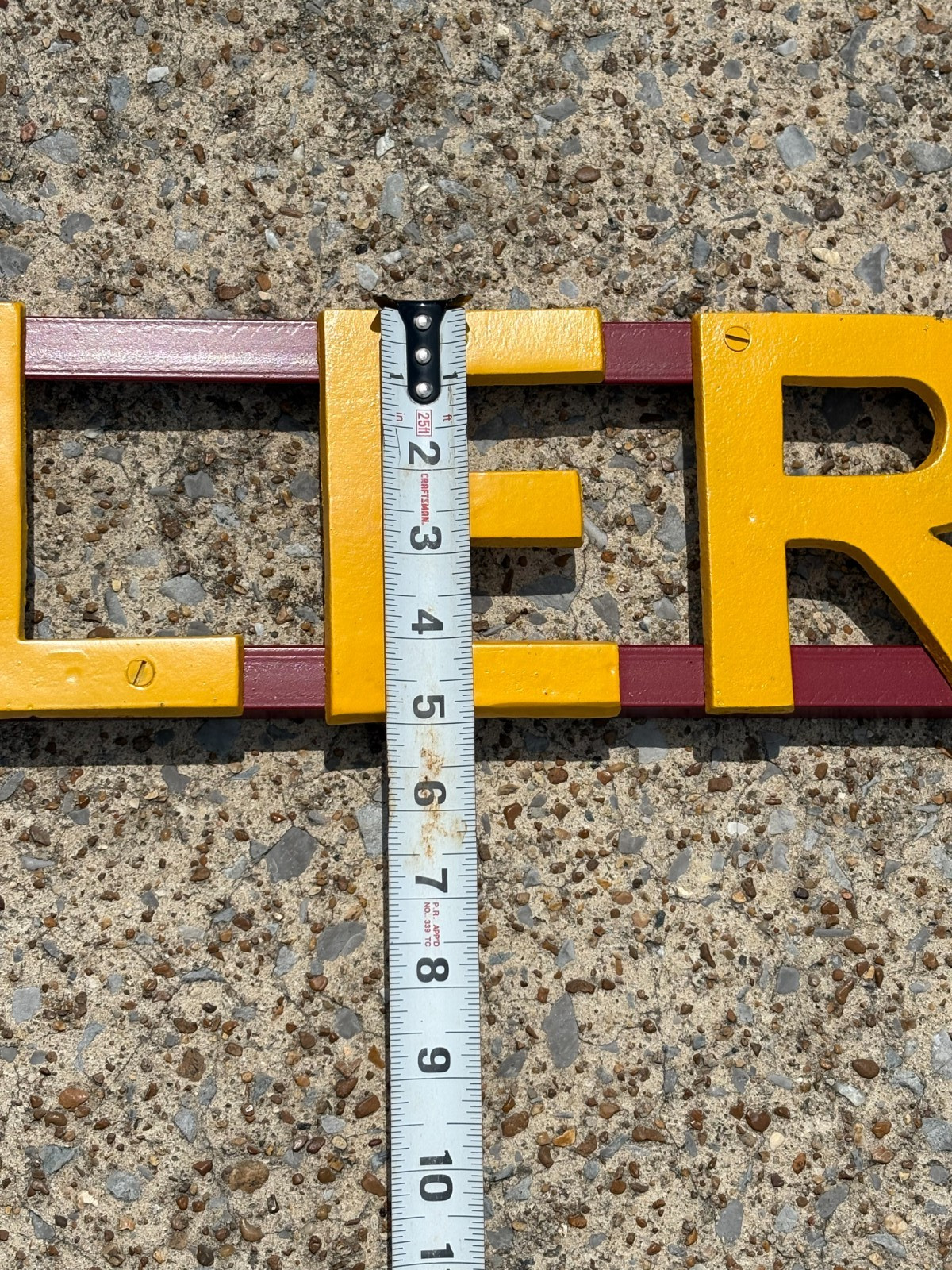 VINTAGE “SHELL DEALER” HEAVY CAST IRON & STEEL DEALER SIGN (RARE) 57″x 5″