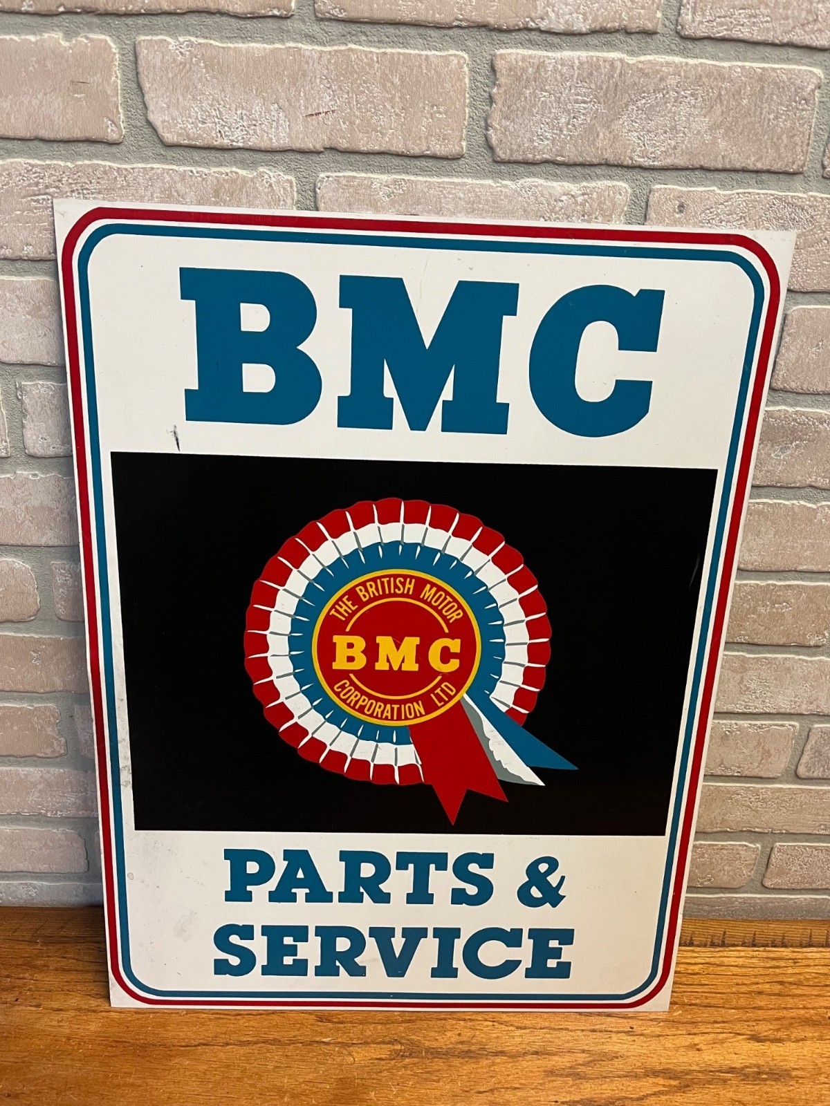 Vintage BMC Parts Service Metal Sign Triumph Austin Healey British Motor Dealer