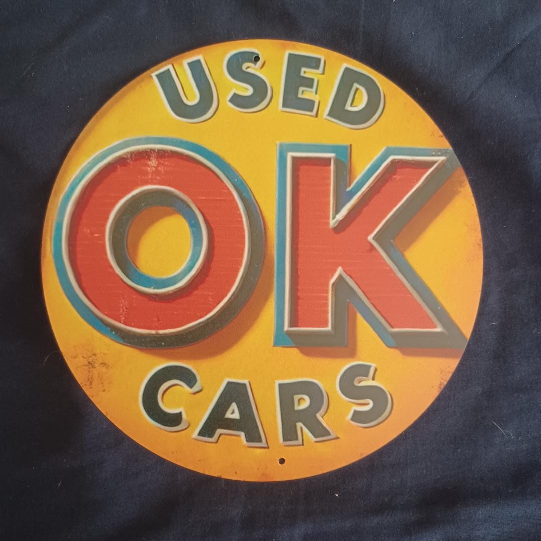 Used Cars 8″ Round Metal Sign Man Cave Wall Art Garage Bar Gas Station Oil Auto
