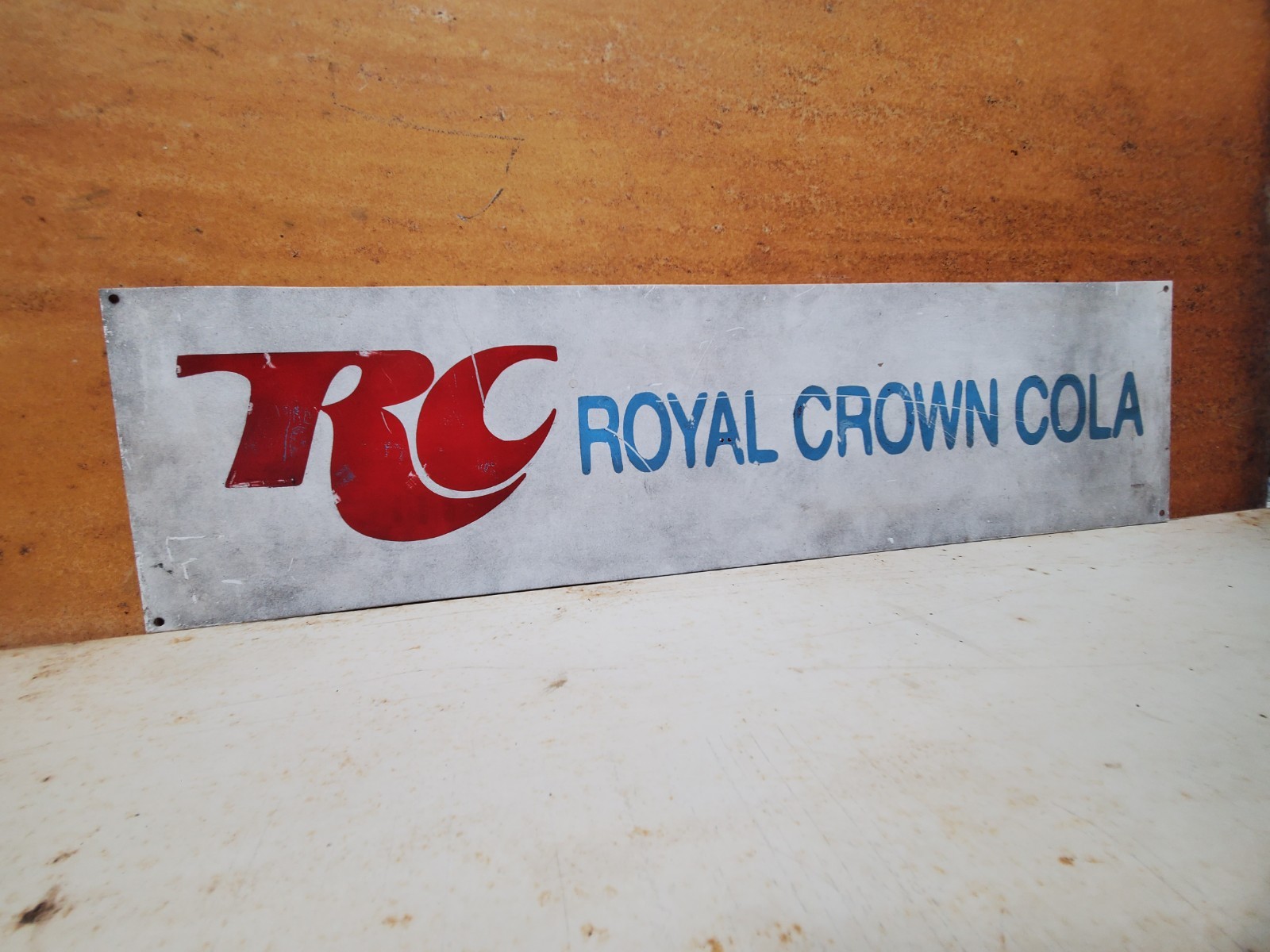 RC royal Crown Cola Speed Shop Painted Sign 21.75×5.75″ Vintage Look Antiqued