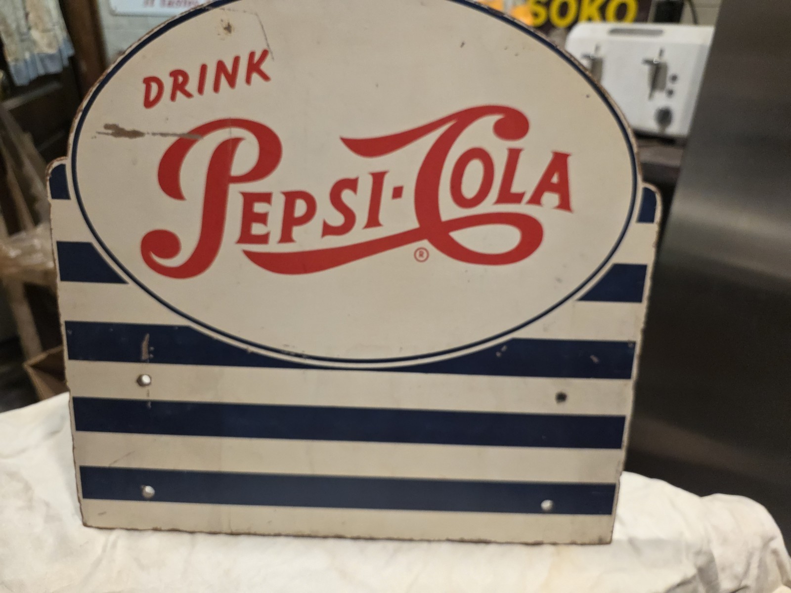 VINTAGE ORIGINAL ANTIQUE GAS OIL GENERAL STORE SIGN PEPSI COLA