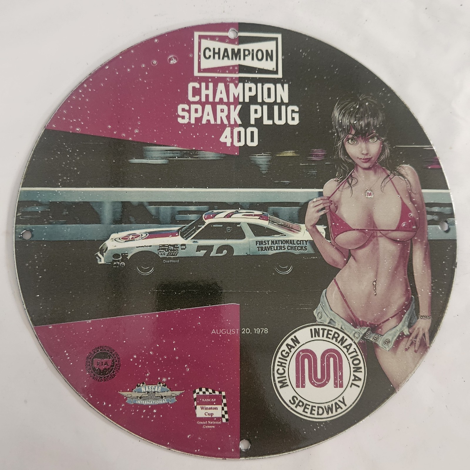 Vintage Champion Spark Plug Sign – Rare Collectible from Michigan International