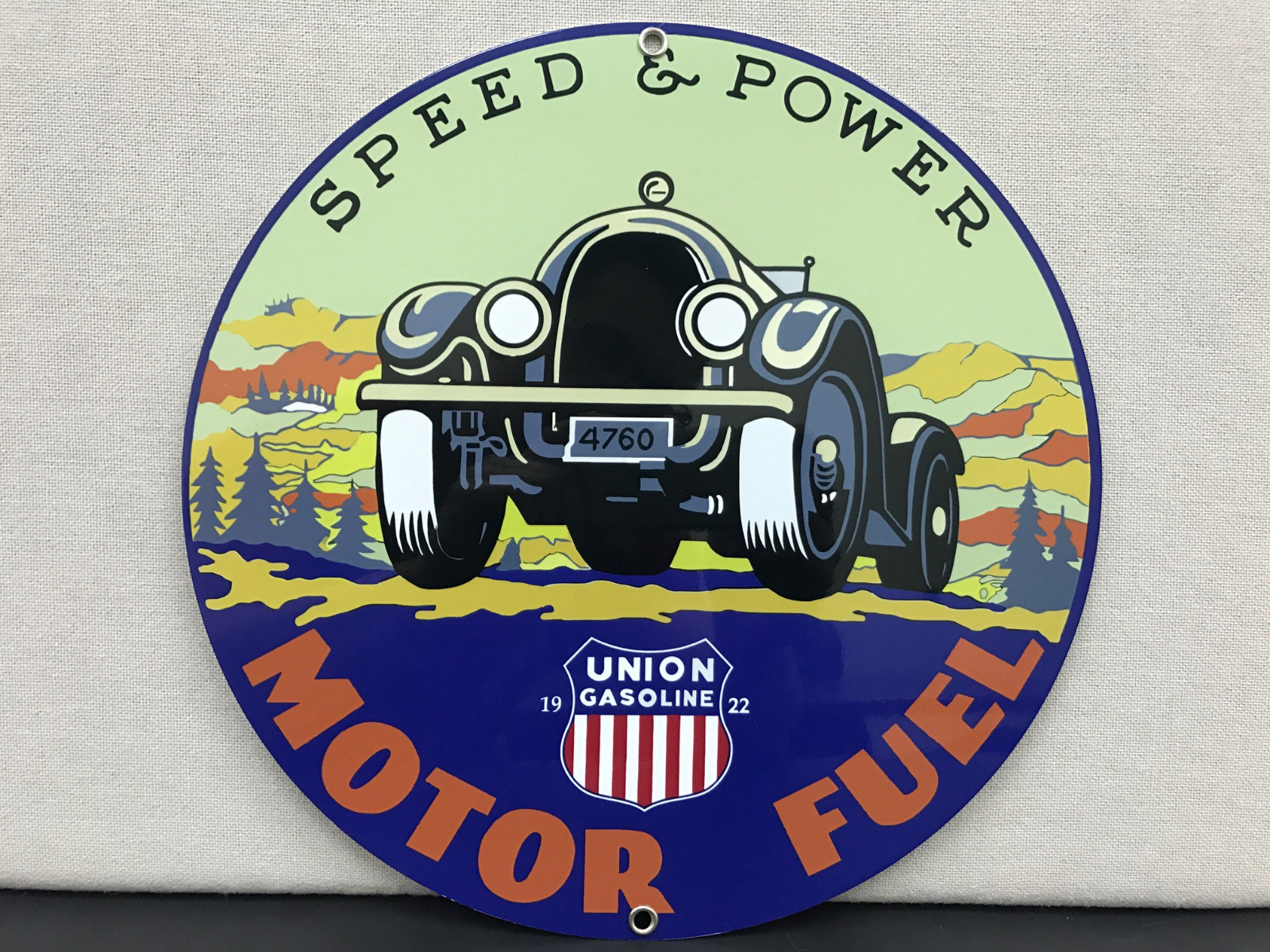 Union Motor Fuel garage man cave gasoline vintage round metal sign