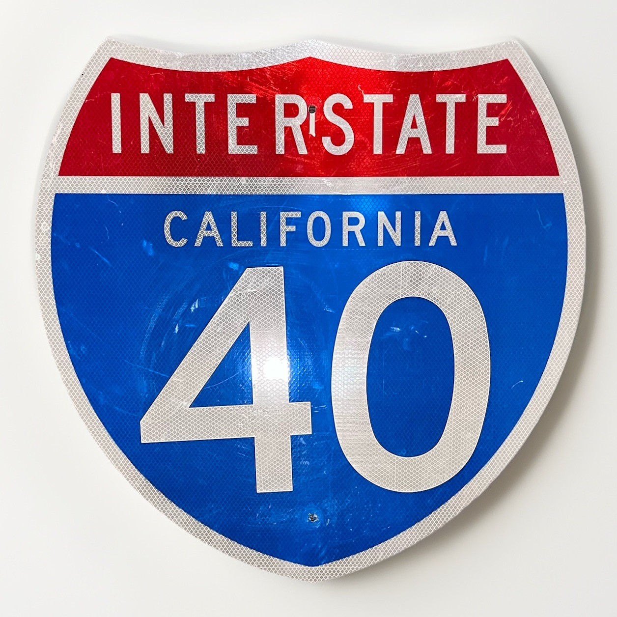 Retired Authentic Steel Reflective Metal Interstate 40 California Highway Sign