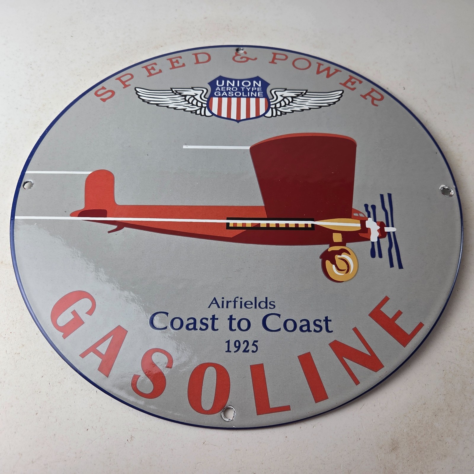 Vintage Union Speed & Power Sign – Gas Pump Porcelain Service Station Sign