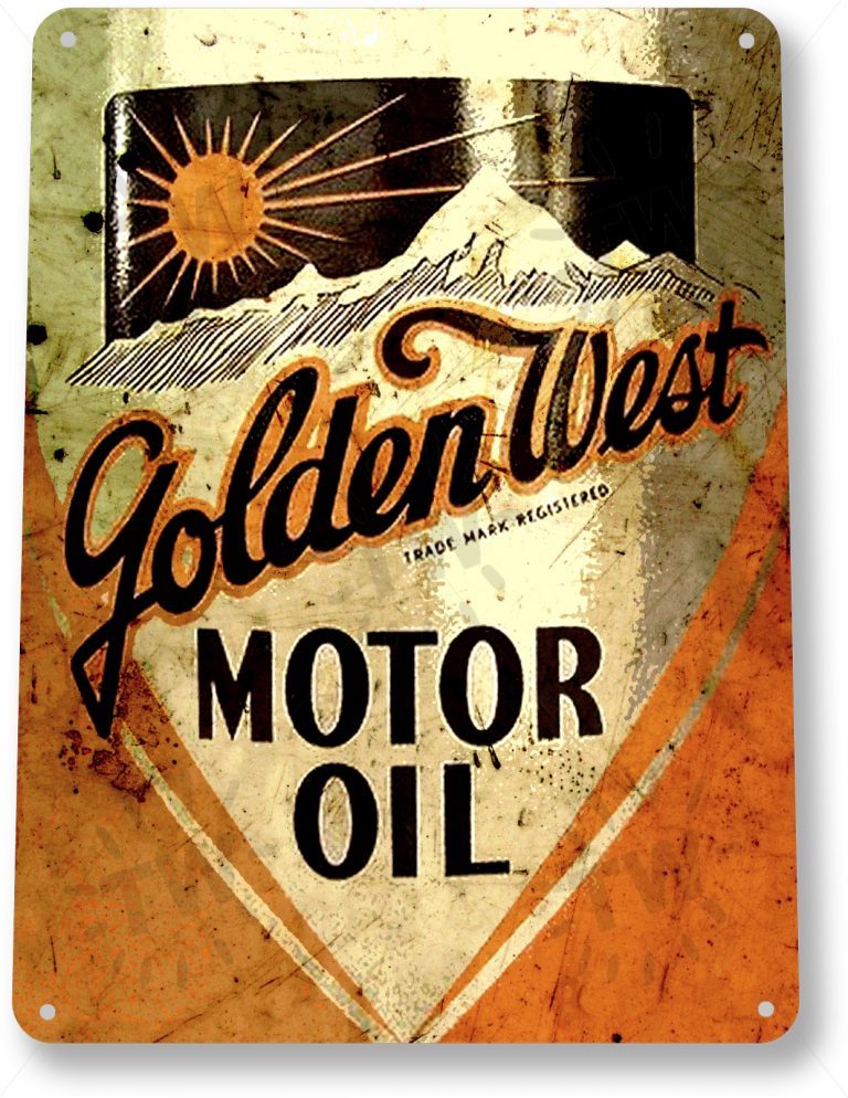 Golden West Motor Oil Garage Gas Service Retro Vintage Wall Decor Metal Tin Sign