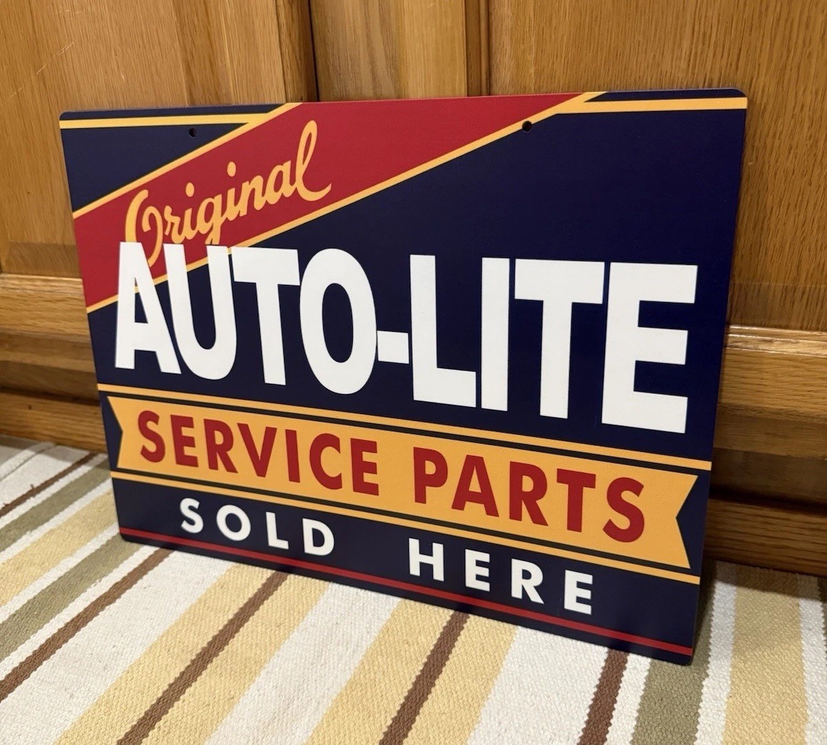 Auto-Lite Service Parts Sold Here Sign Double Sided Vintage Style Wall Decor