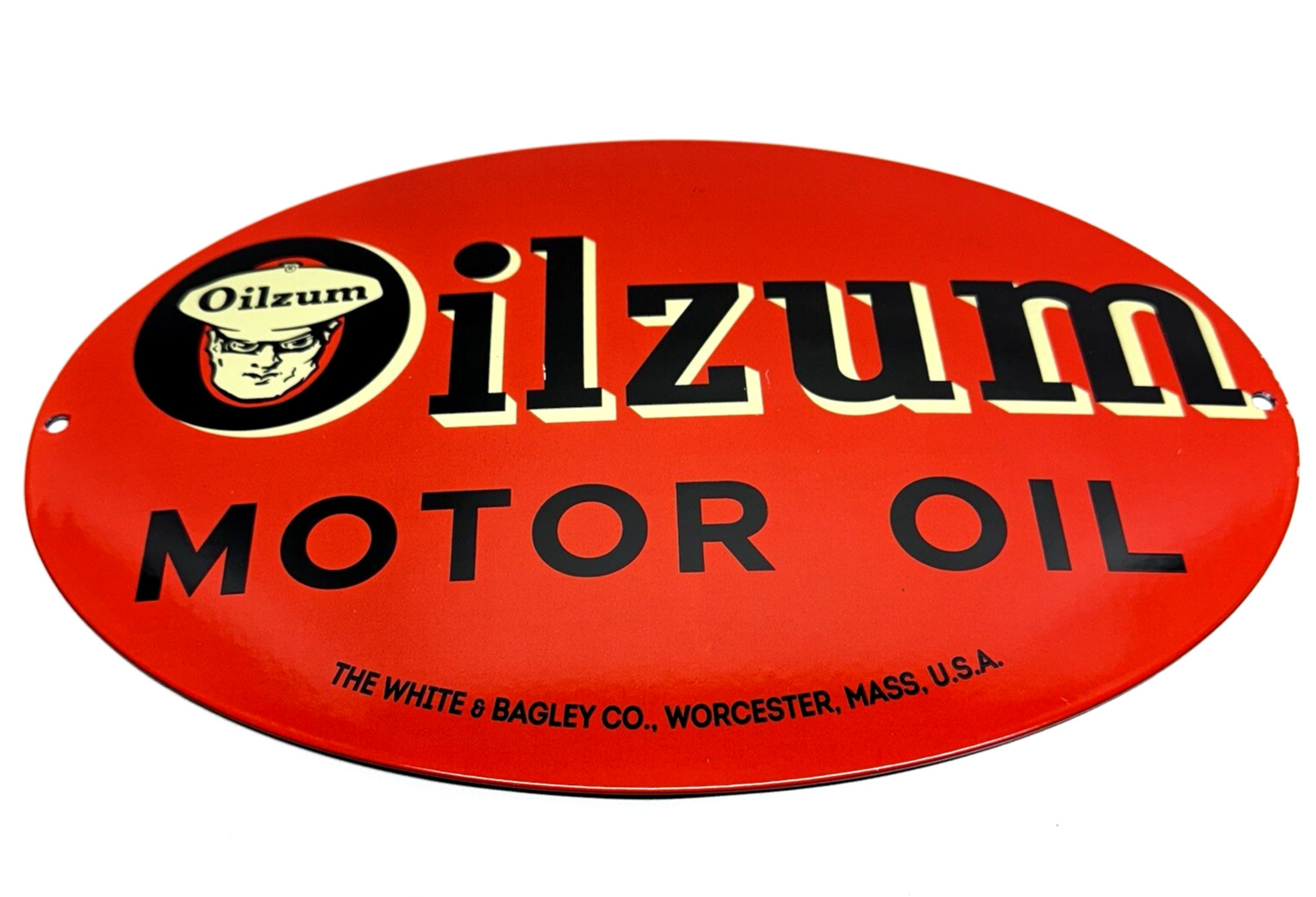 Oilzum Motor Oil – Vintage Porcelain Sign – Service Station Pump Plate Americana