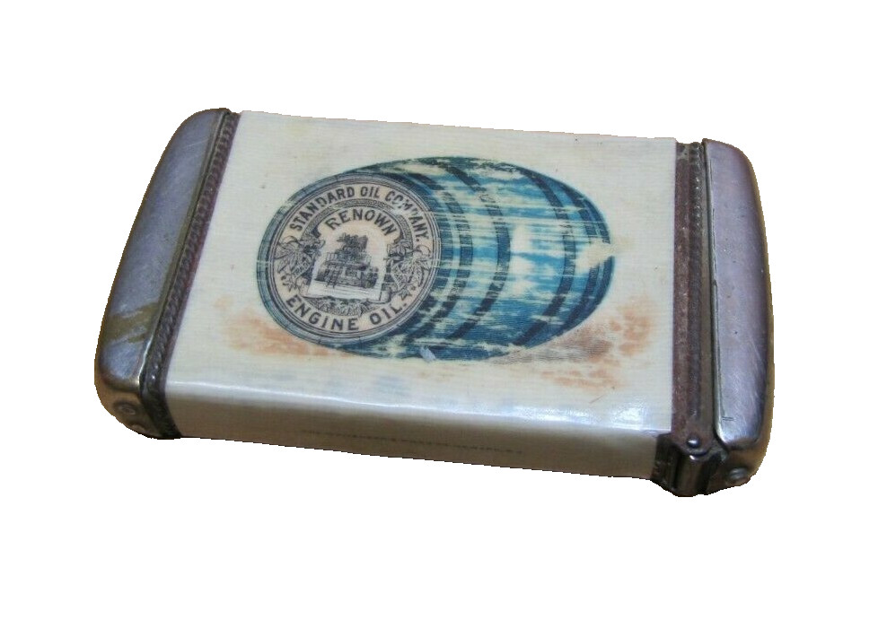 STANDARD OIL COMPANY Antique Match Safe Vesta Holder Gas Celluloid Advertising