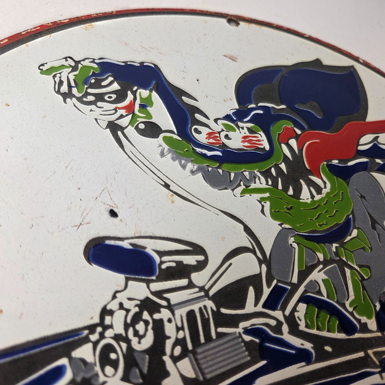 Vintage Rat Fink Hot Rod Batmobile Porcelain Sign – Kustom Fink Batman Sign