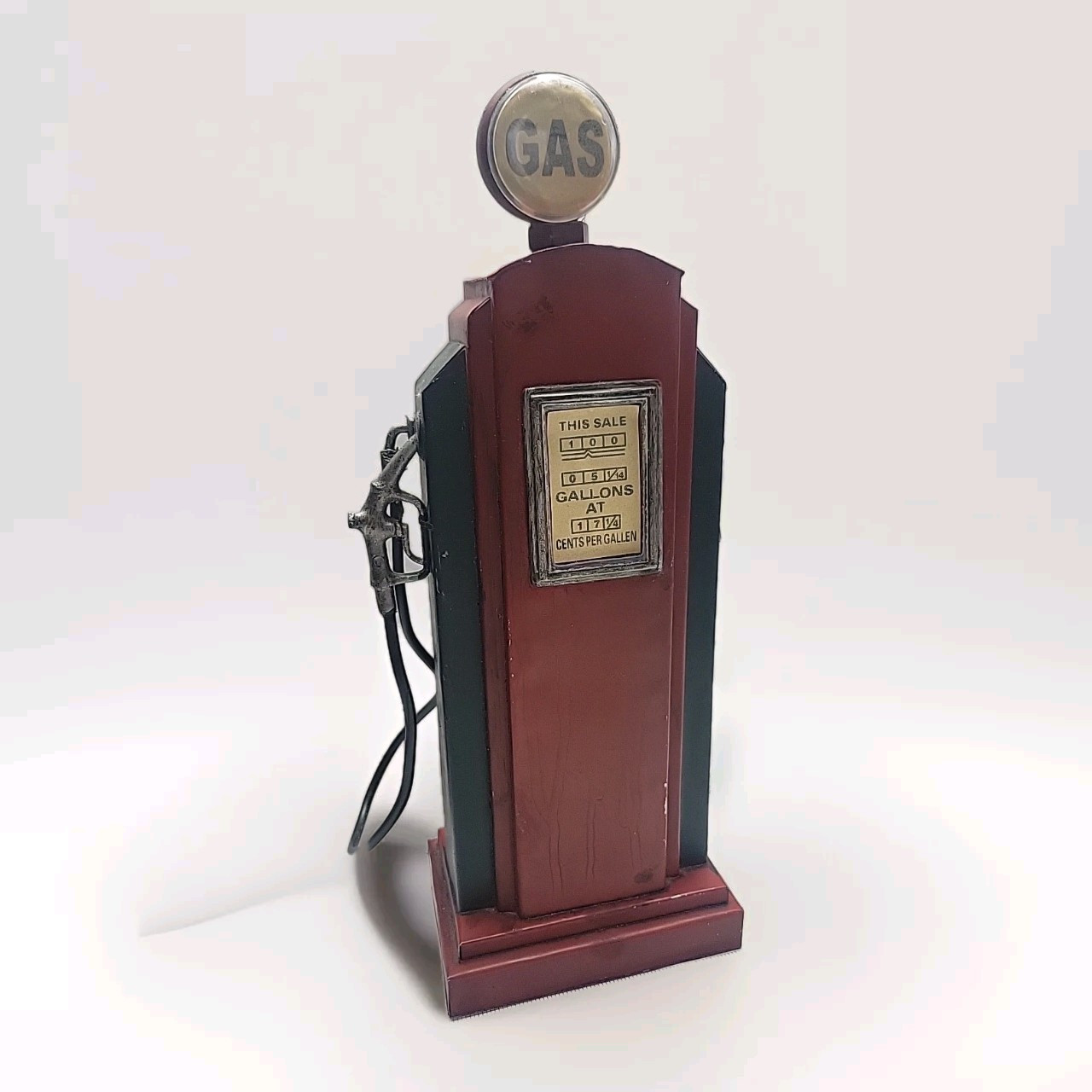 Vintage Tin Gas Pump Shelf Cabinet Display Piece 13″ Tall Red Texaco Style BoxC