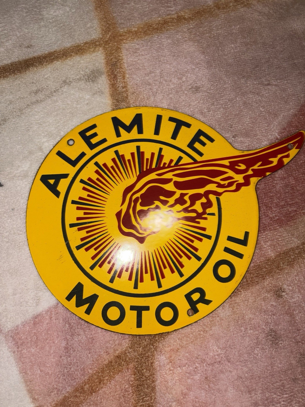 Porcelain Round Alemite Motor Oil Sign