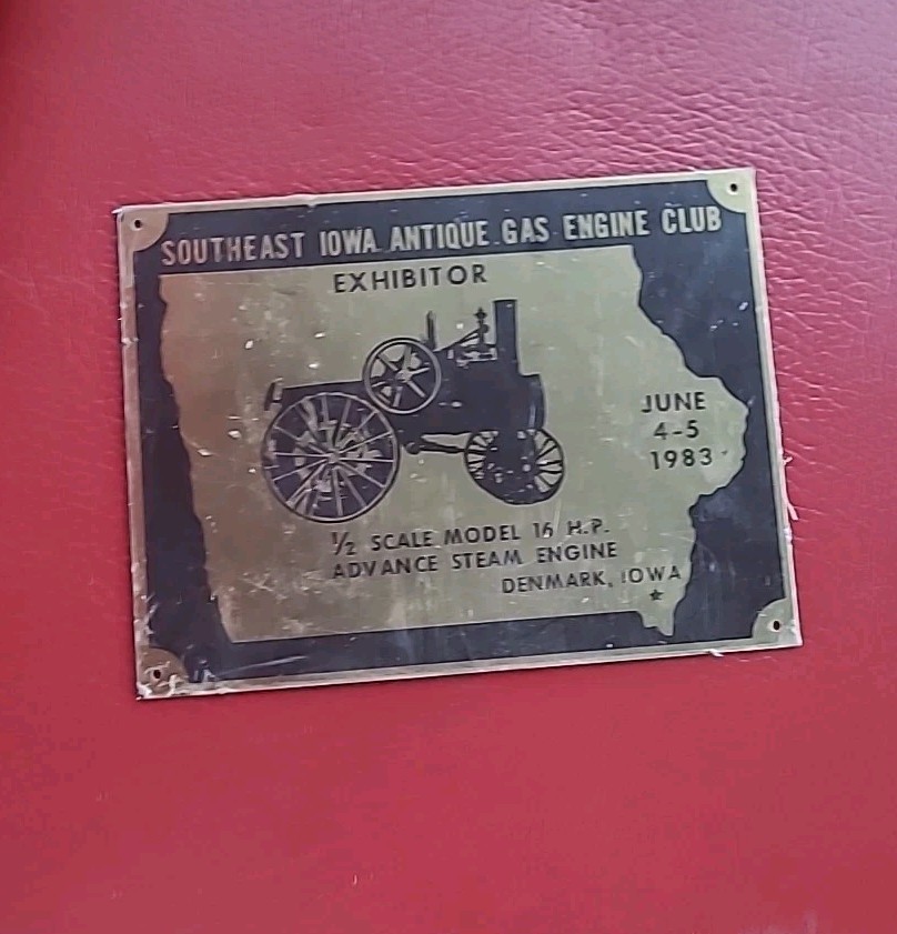 Southeast Iowa Antique Gas Engine Club Brass Plaque Denmark IA