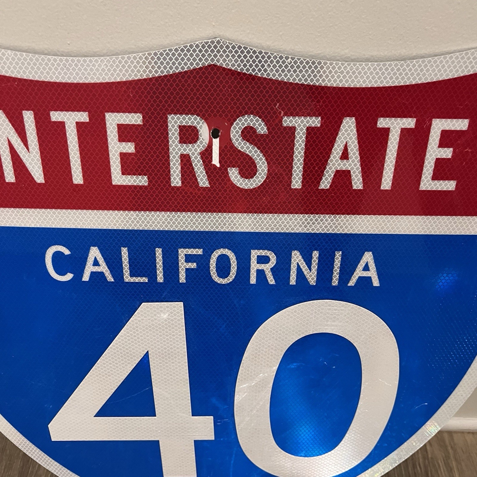 Retired Authentic Steel Reflective Metal Interstate 40 California Highway Sign