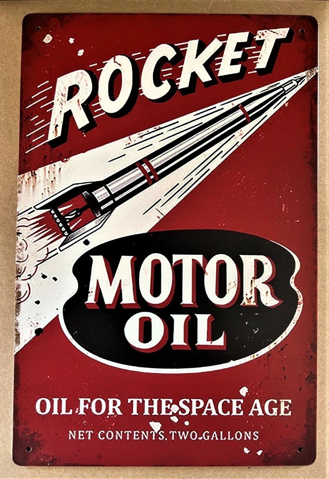 Rocket Motor Oil Tin Sign (Flying A Pegasus Gulf Union Exxon Texaco Gulf) 3485