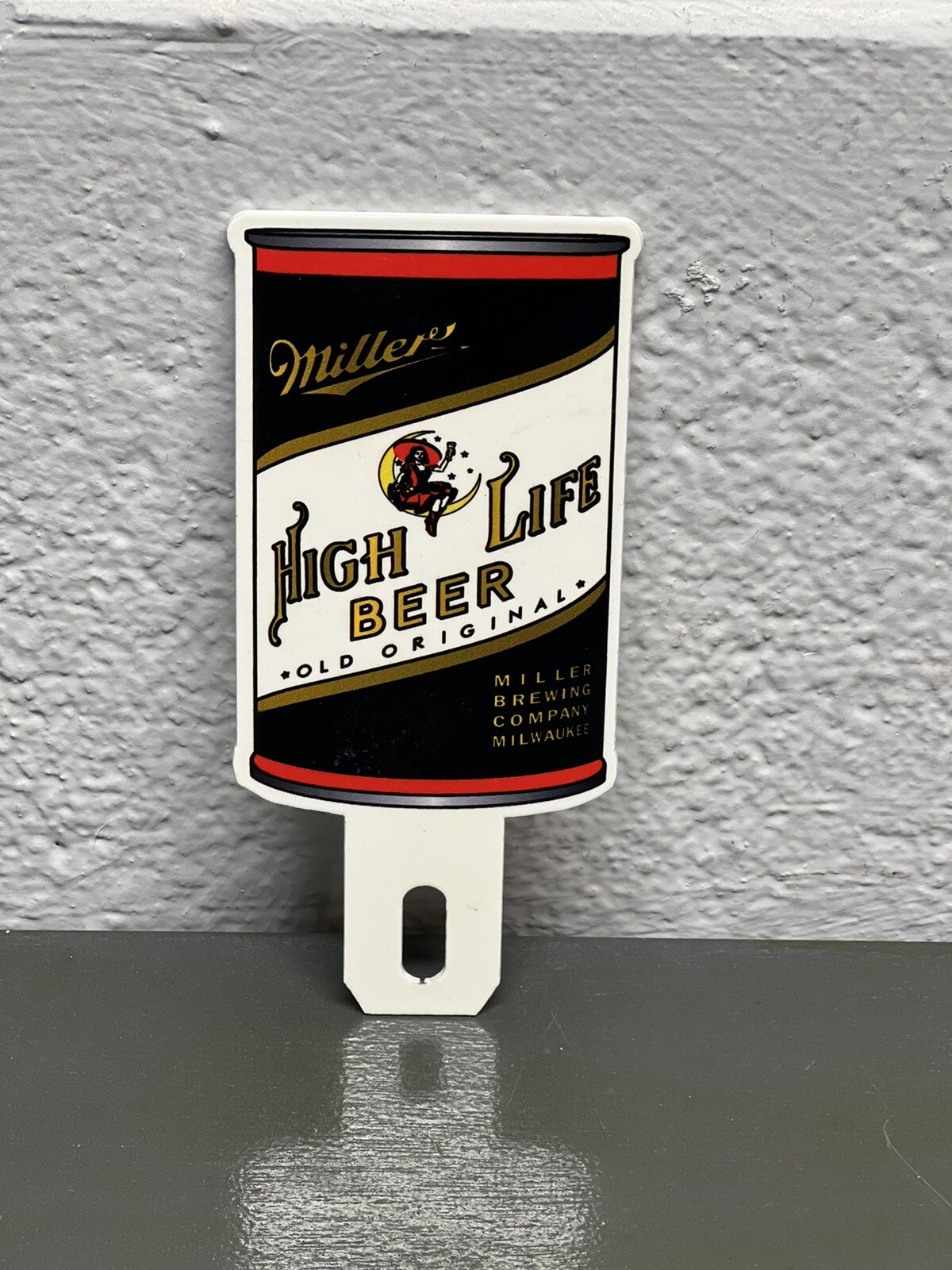 Miller High Life Metal Plate Topper Beer Champagne Bottle Pin Up Tavern Sign