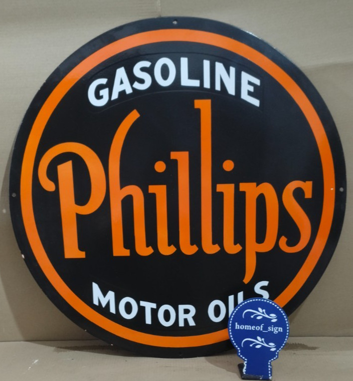 Phillips Gasoline Motor oils Porcelain Enamel Sign 30 X 30 Inches 1 sides