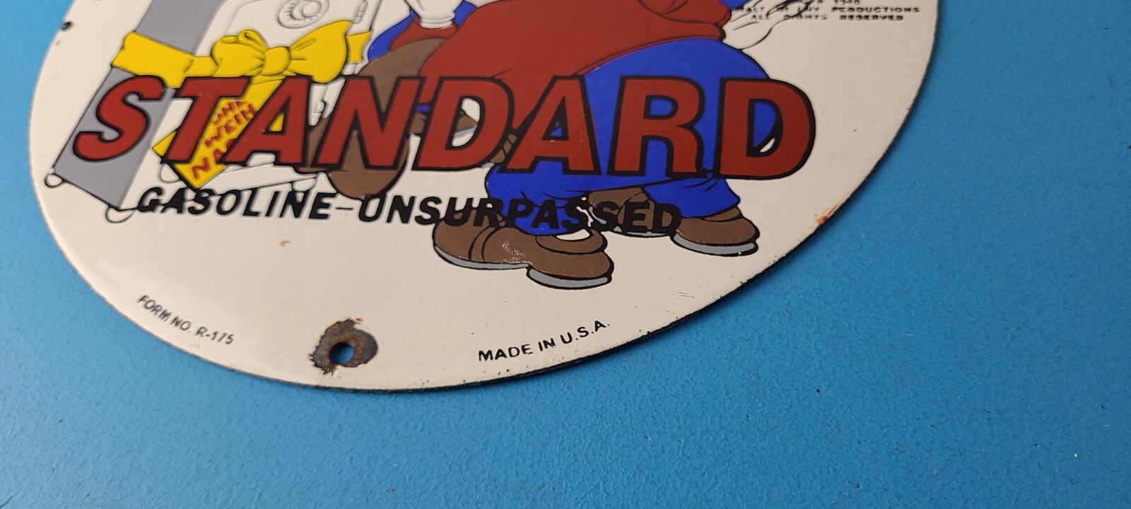 Vintage Standard Gasoline Sign – Porcelain Walt Disney Gas Oil Pump Plate Sign