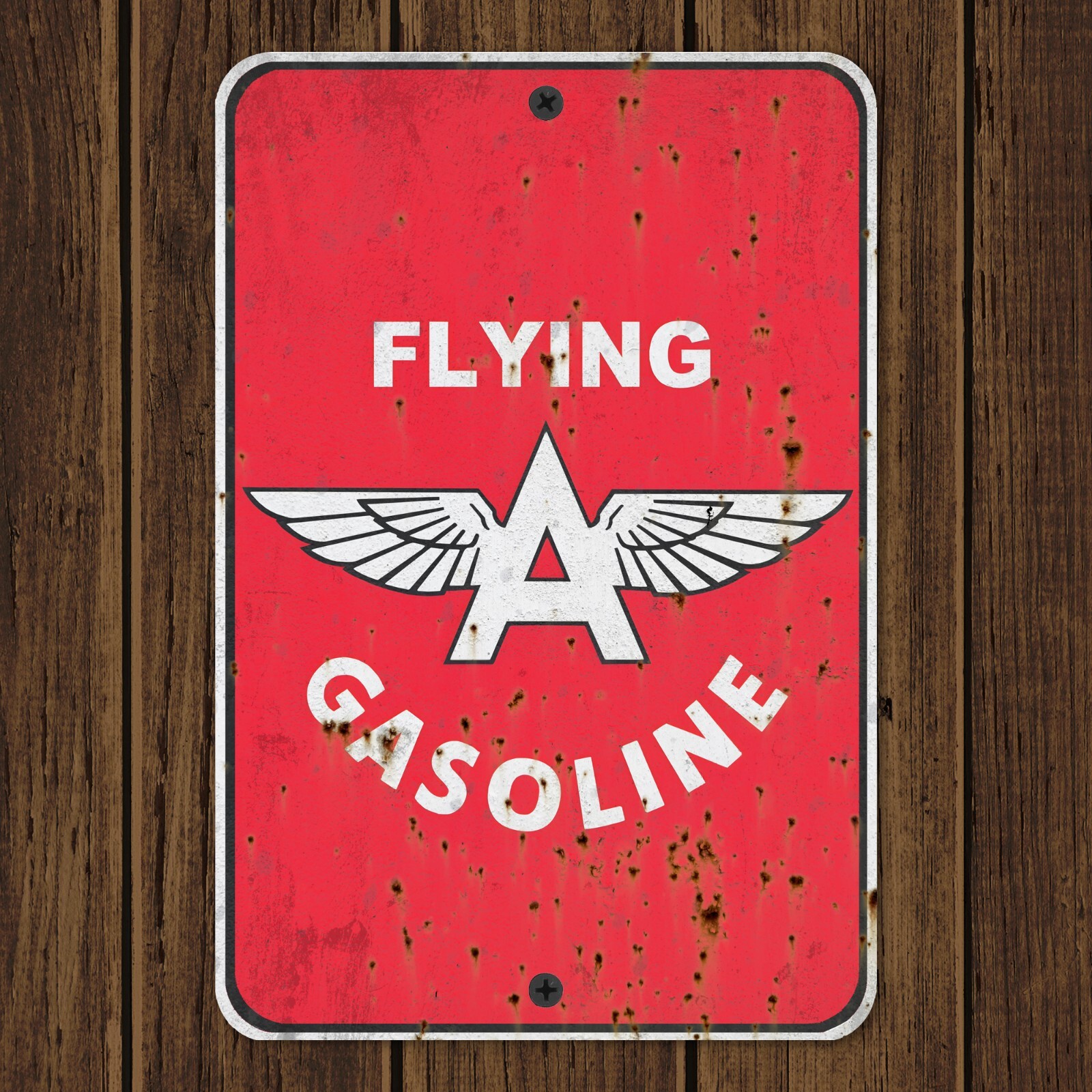 Flying A Gasoline Metal Sign Replica Vintage Red 8″x12″ Gas Station Sign