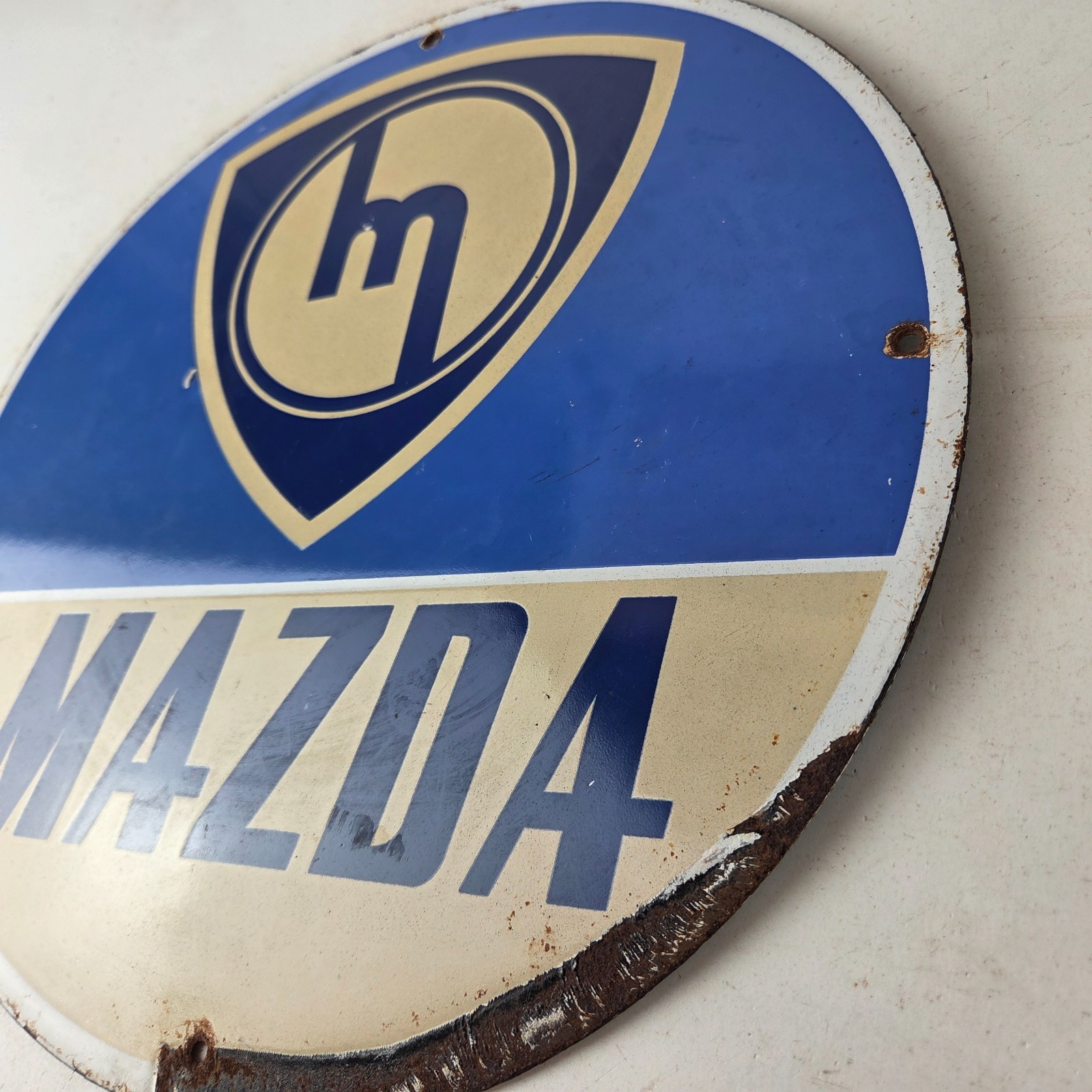 Vintage Mazda Porcelain Sign – Automobiles Mechanic Repair Shop Gas Pump Sign
