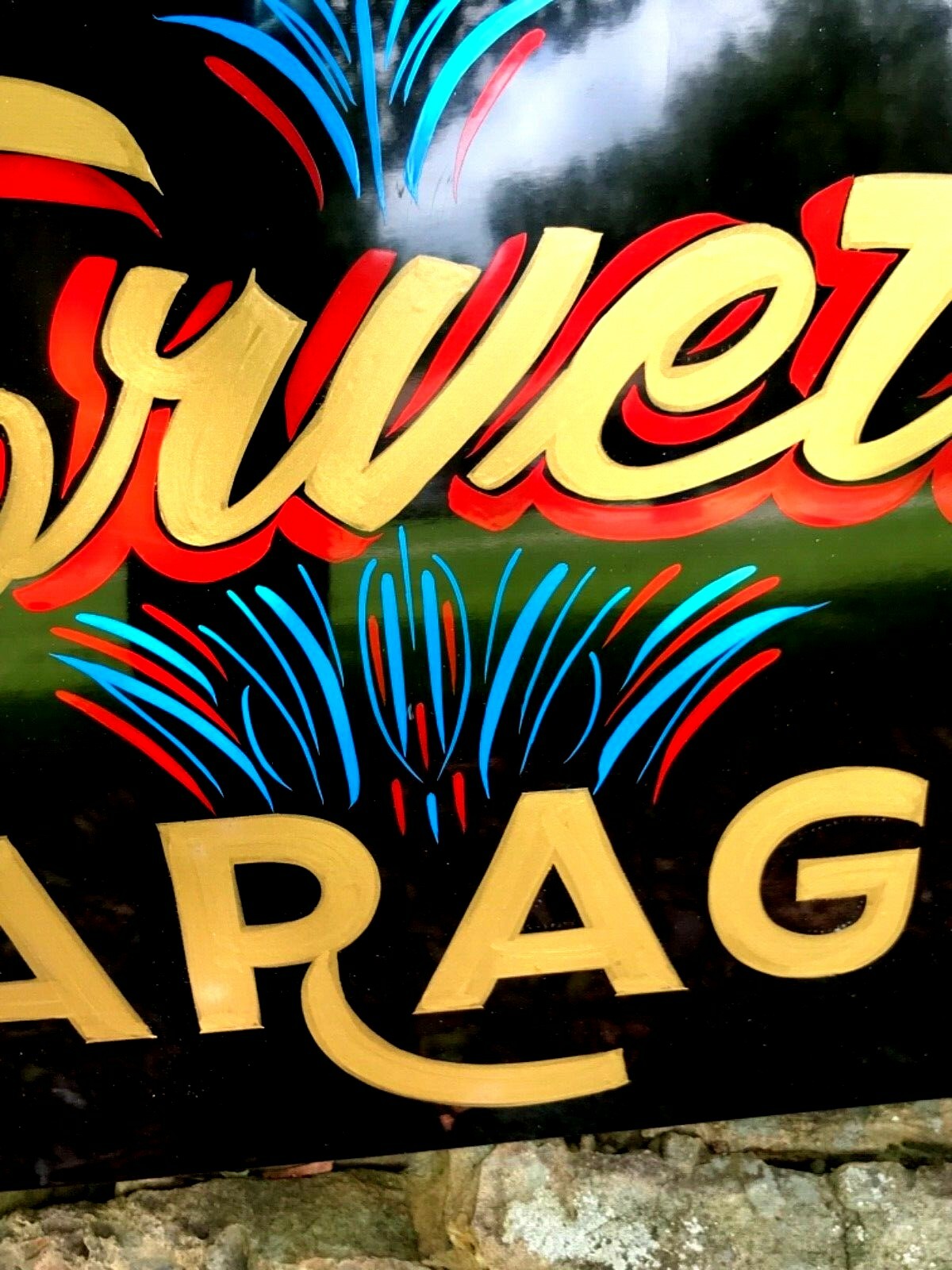 Vintage CHEVY Corvette Garage Painted HOT Rod Man Cave Car Dealer SIGN Pinstripe