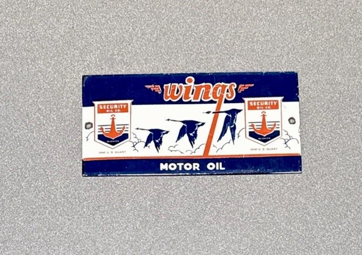 VINTAGE WINGS GASOLINE MOTOR PORCELAIN SIGN CAR GAS OIL TRUCK MOTORCYCLE