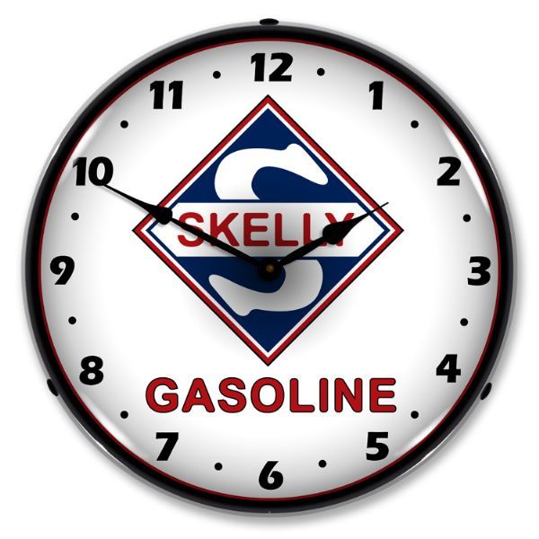 NEW SKELLY GAS OIL VINTAGE STYLE L.E.D. LIGHTED RETRO CLOCK – FREE SHIPPING*