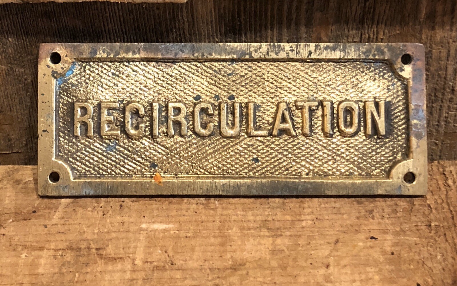 Vintage RECIRCULATION Industrial Machinery Equipment Plaque Sign Steampunk
