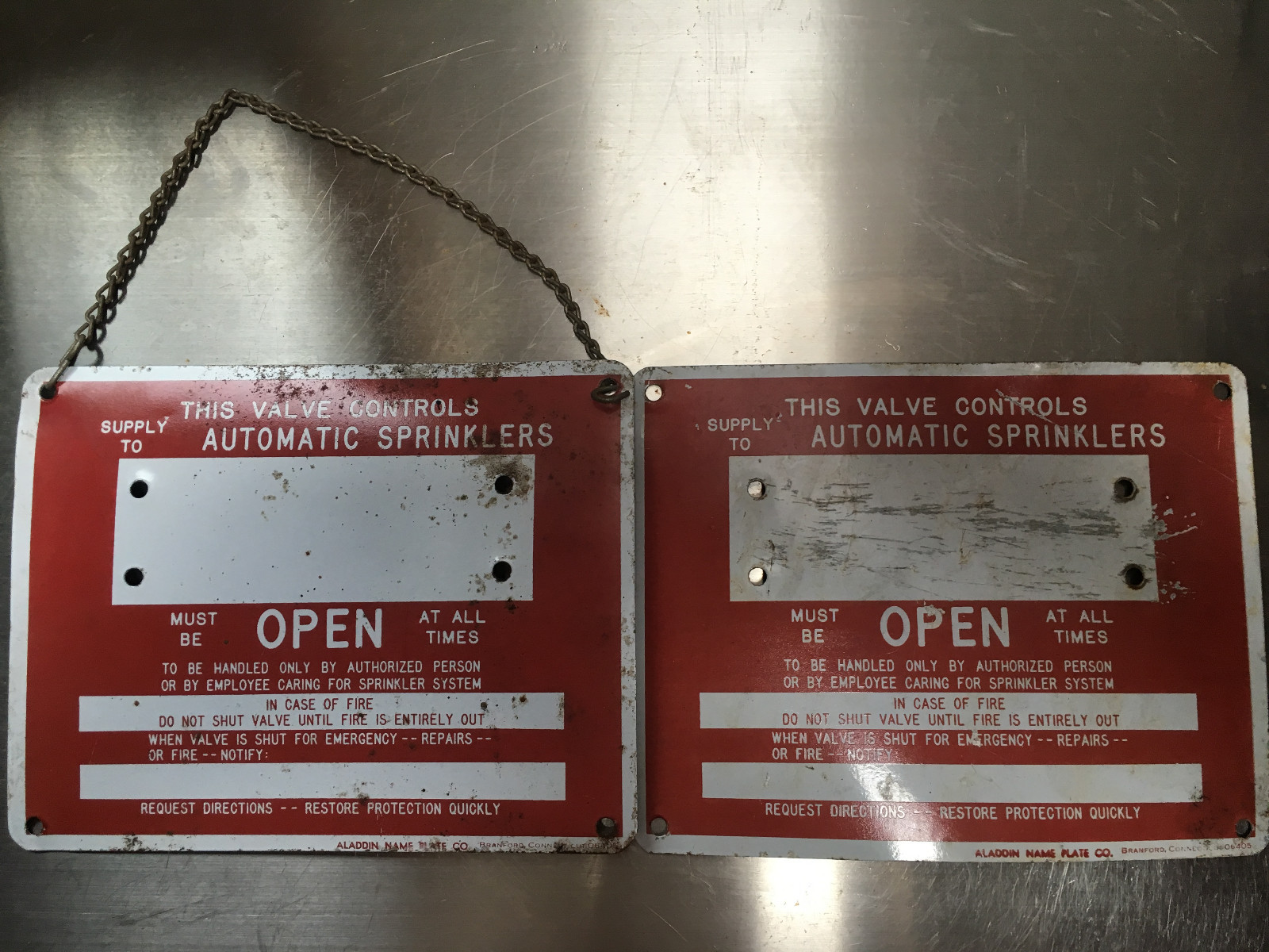Nice Vintage Porcelain Automatic Sprinkler Tag Sign