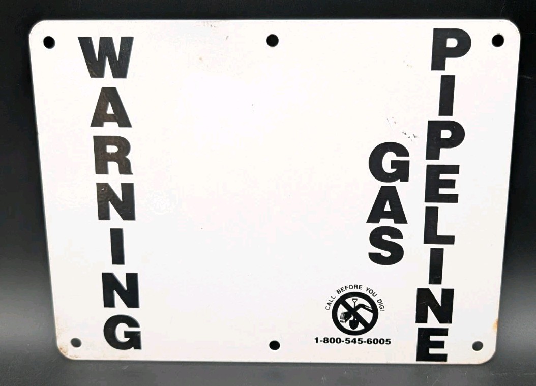 Acacia Gas Pipeline Metal Sign Natural Gas, Red Warning, Double Sided 9×12″