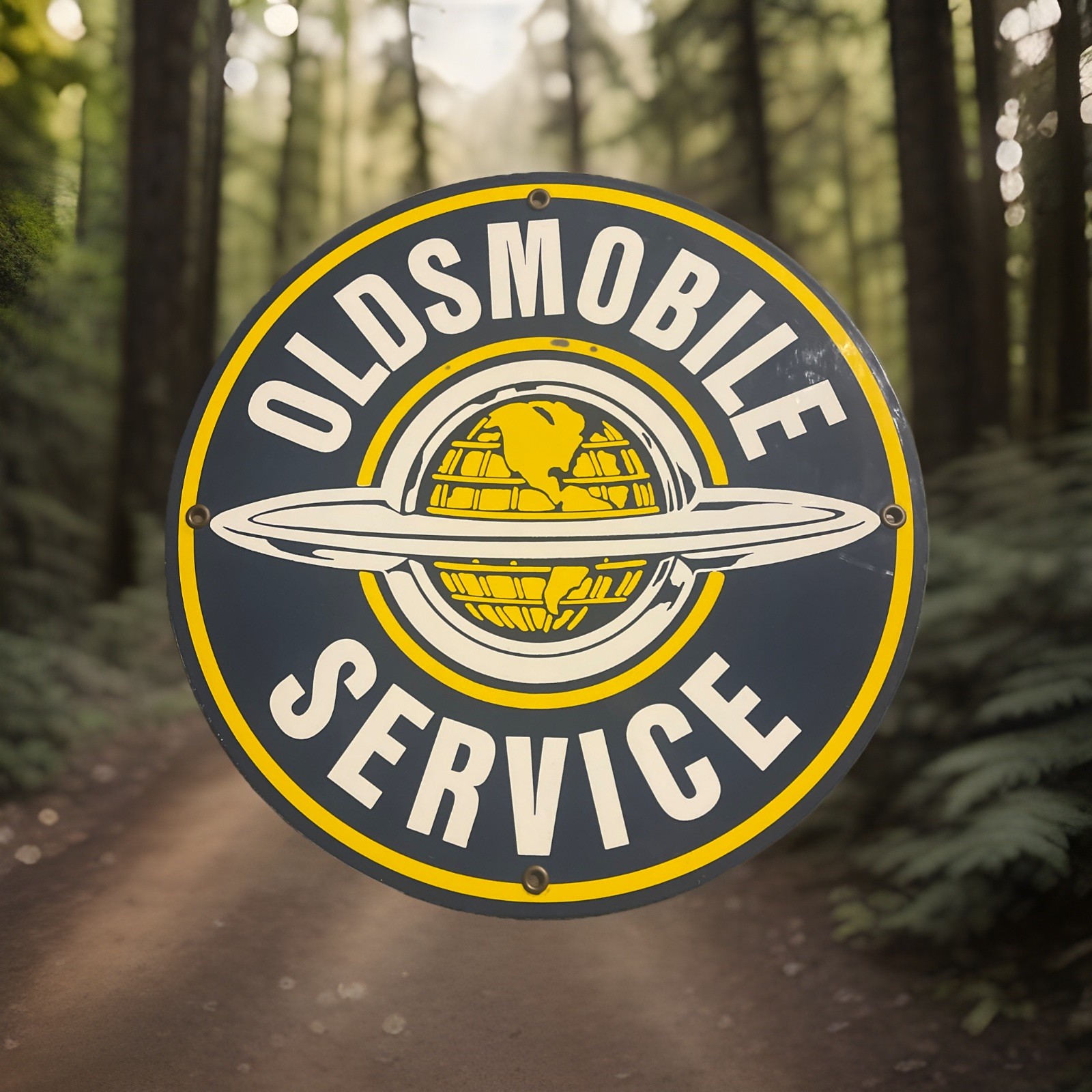 VINTAGE OLDSMOBILE SERVICE PORCELAIN SIGN GENERAL MOTORS 11.75”