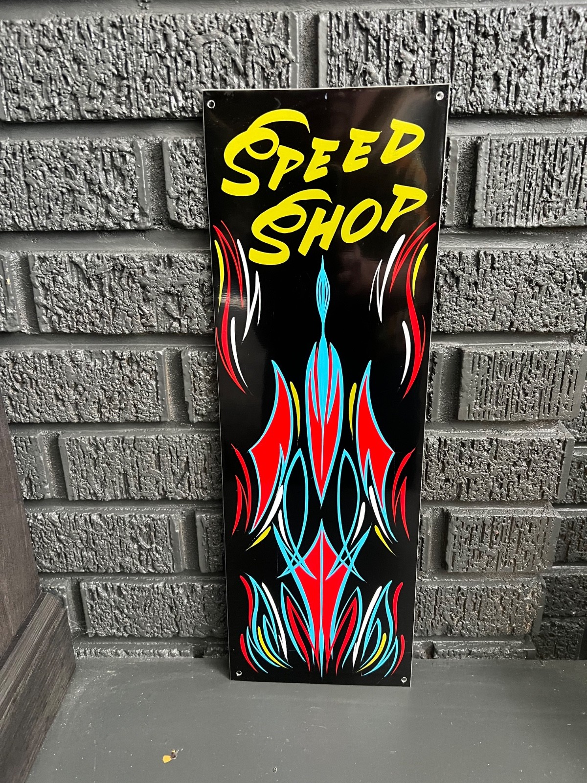 Painted PINSTRIPING Hot Rat Rod SPEED SHOP Garage Sign Art Original pinstriped