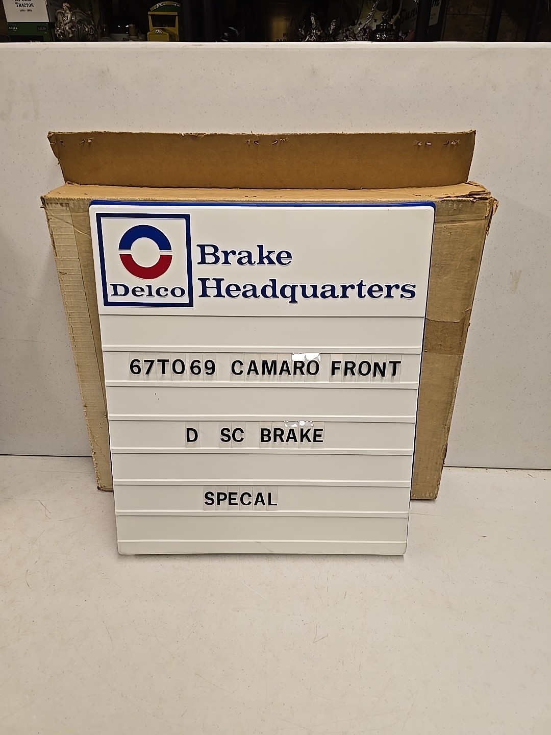 Vintage 23″ AC Delco Brake Headquarters Menu Pricer Sign NOS W/ Letters & Box