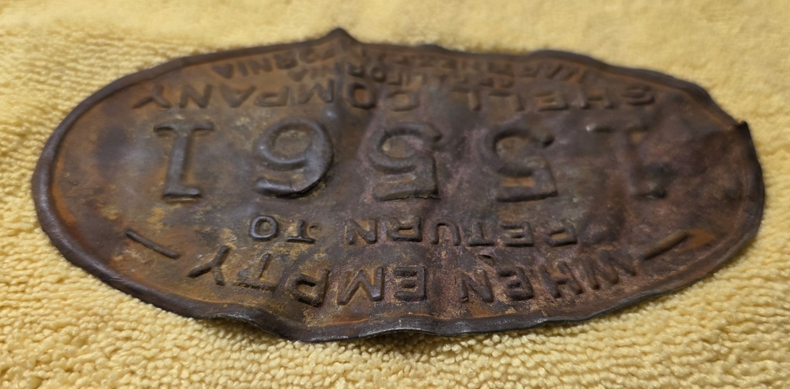 Vintage Shell Oil Company Metal Gas Pump Tag RARE