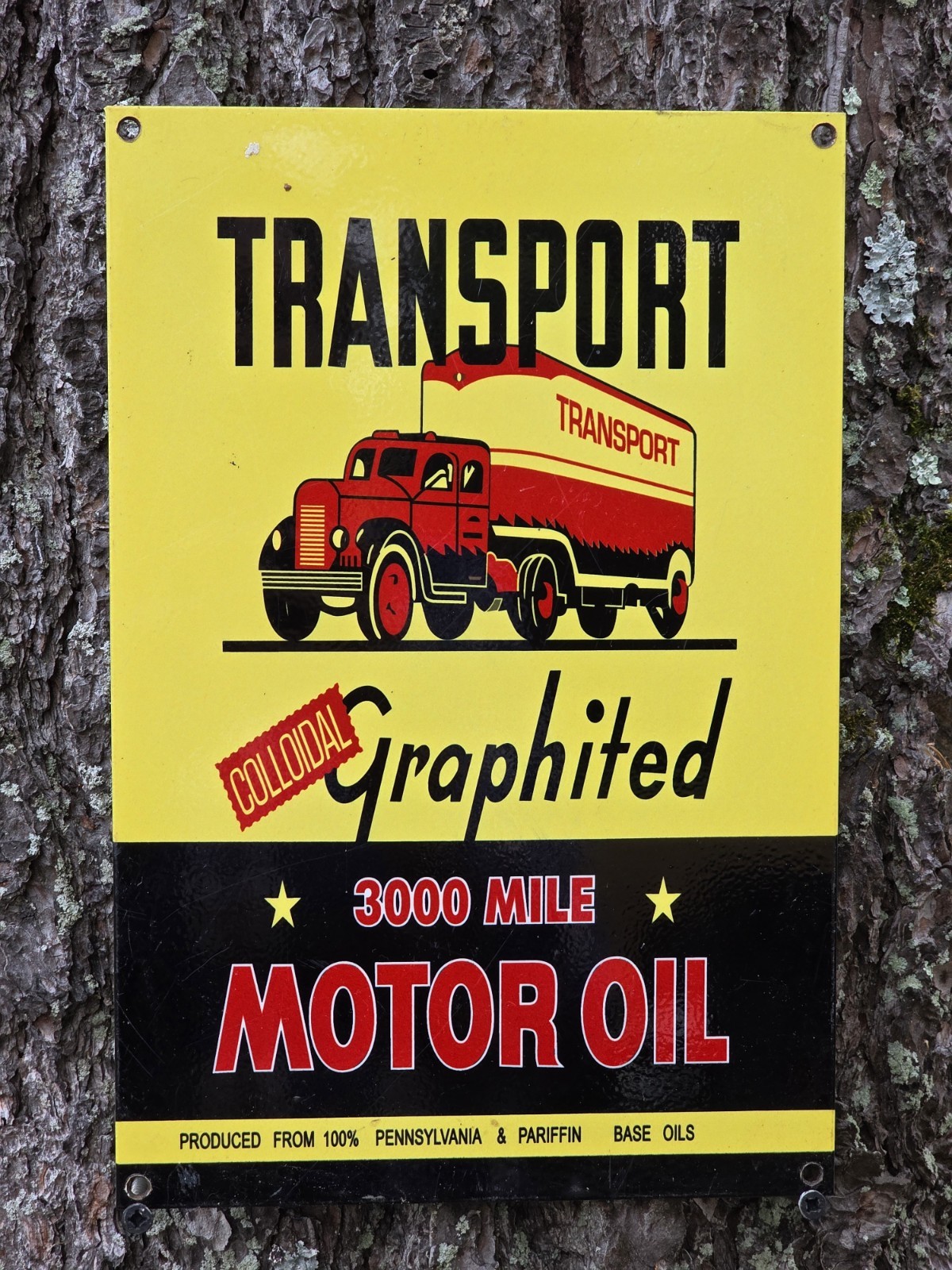 VINTAGE TRANSPORT OIL CO. PORCELAIN ENAMEL GAS PUMP SIGN PURE PENN 12″ X 8″.