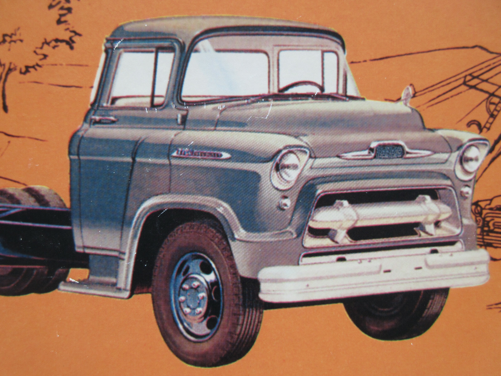 1955 Chevy Chevrolet 6400 Flatbed Truck Dealer Display Advertising 15.5″ x 9.5″
